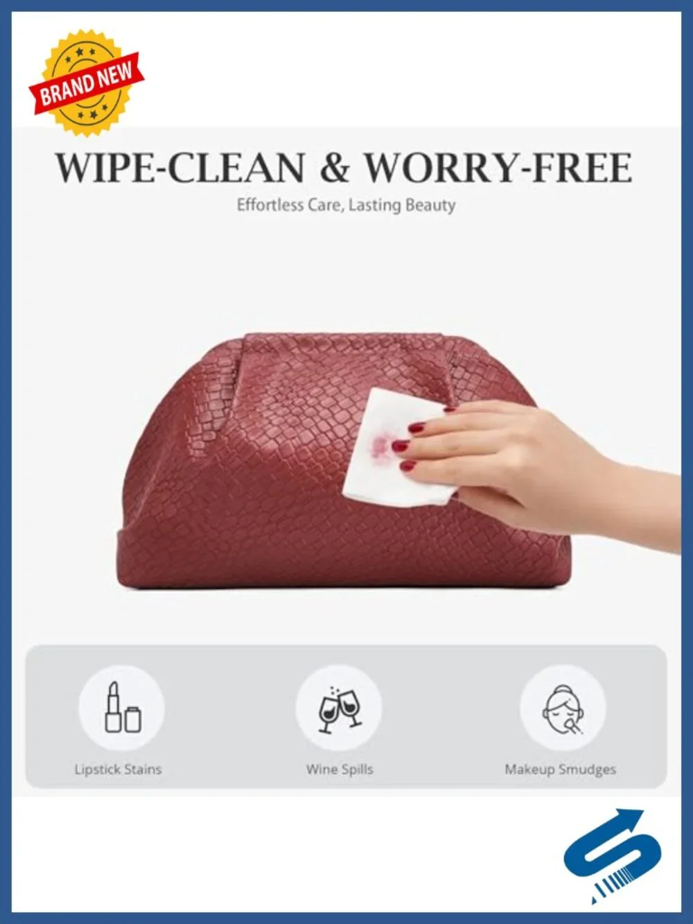 Woven Vegan Leather Evening Clutch Dumpling Cosmetic Pouch